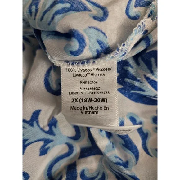 NWT Women's Strappy Maxi Nightgown – Blue & White – Joyspun Sleepwear 2X - Picture 6 of 6